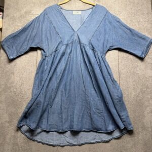 Natural Life Dress‎ Women's Blue Short Sleeve Pocket Boho Flowy Small